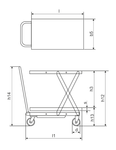 Produženi mobilni podizni stol 1600x800mm 500kg